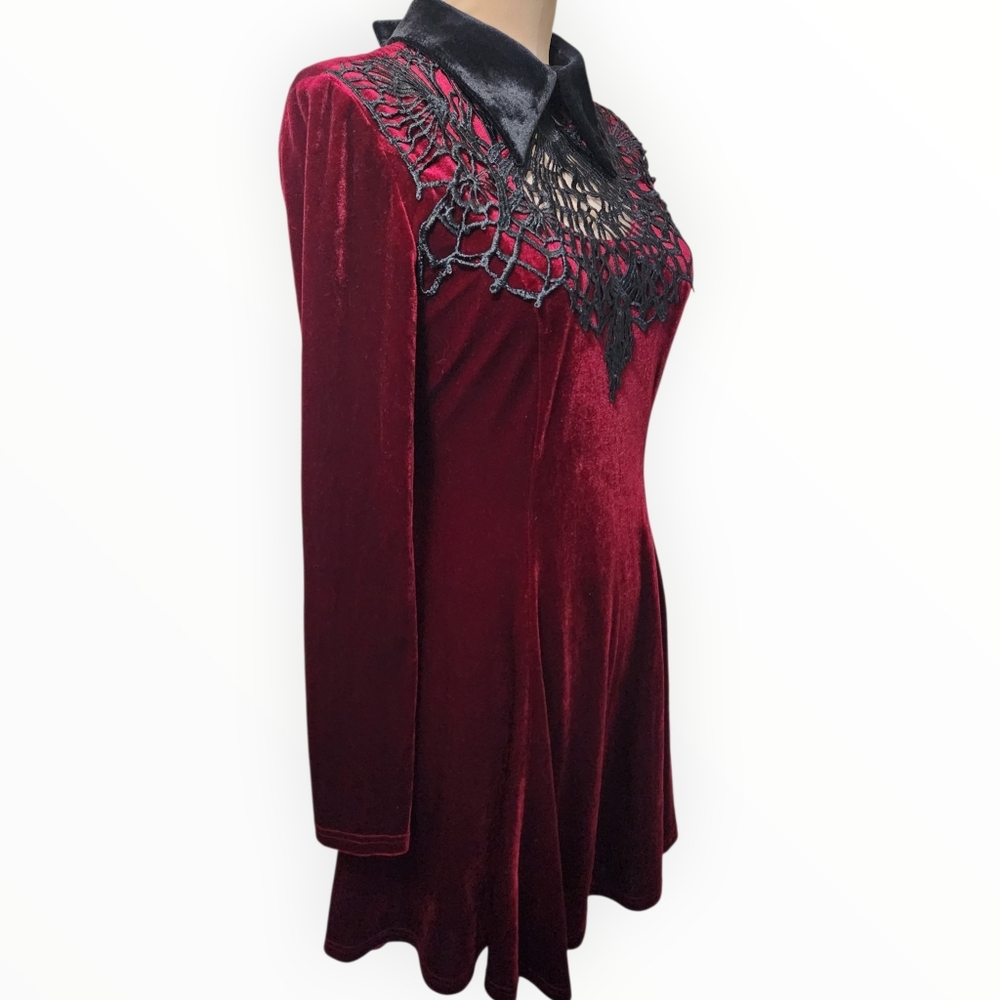 DOLLS KILL x PUNK RAVE "Dramatica" Velvet Skater Dress - Size M - Picture 5 of 14